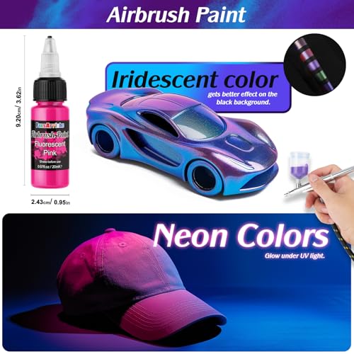 FansArriche Airbrush Paint, 44 Colors with 6 Thinners, 20 ml/Bottle - color: 44 Colors with 6 Thinnners