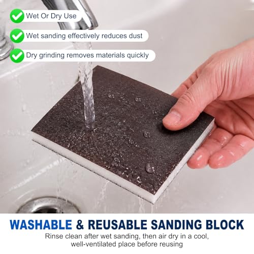 8Pcs 280Grit Double-Sided Sanding Sponges, Washable & Reusable - size: 280Grit
