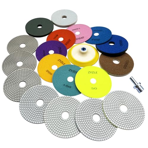 6 Inch Diamond Polishing Pads 11 PCS Wet/Dry Polishing Kit 50-10000 Grit - size: 6 Inch