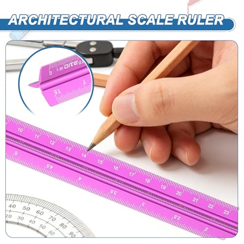 YOKIVE Metric Engineer Scale Ruler, (13 Inch, Rose Red) - color: Rose Red