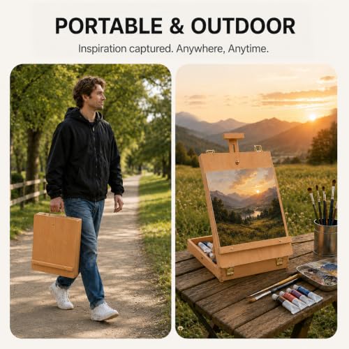 Table Easel Sketchbox Easel with Paint Brushes for Painting - size: Easel+8 Brushes
