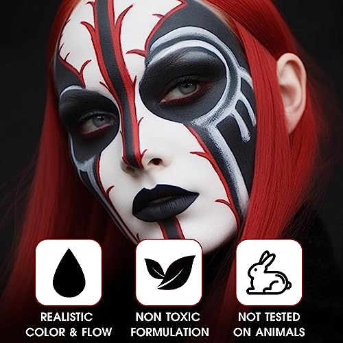 BADCOLOR 3PCS Face Paint Kit Sticks, Black White Red Eye Black Sticks Face Body Paint Makeup for Clown Sports Professional Halloween SFX Makeup Cosplay Joker Zombie Vampire Costume Parties - color: 3PCS Joker