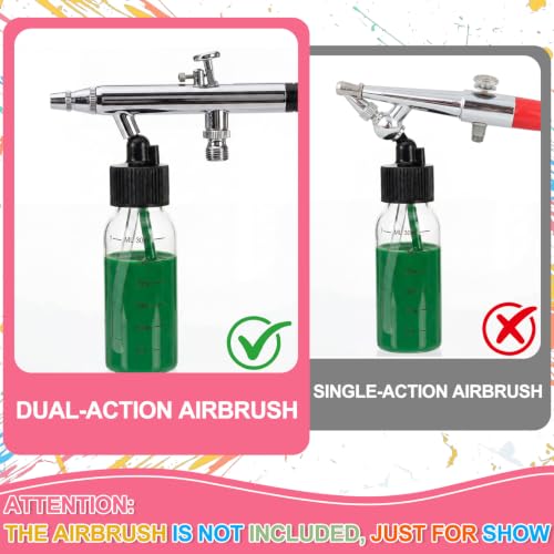 20 Set Airbrush Siphon Bottles Jars 1.06 Ounce(30cc) Plastic Paint Containers with Funnel Dual-Action Siphon Suction Feed Airbrush Sets Resealable for Storing Various Paints and Liquid - size: 30cc