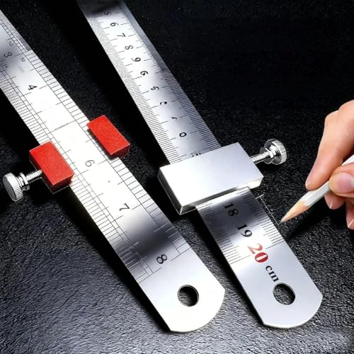 1 PCS Aluminum Alloy Carpenter's Ruler Stoppers Steel Ruler Measuring - color: Silver, size: 20cm