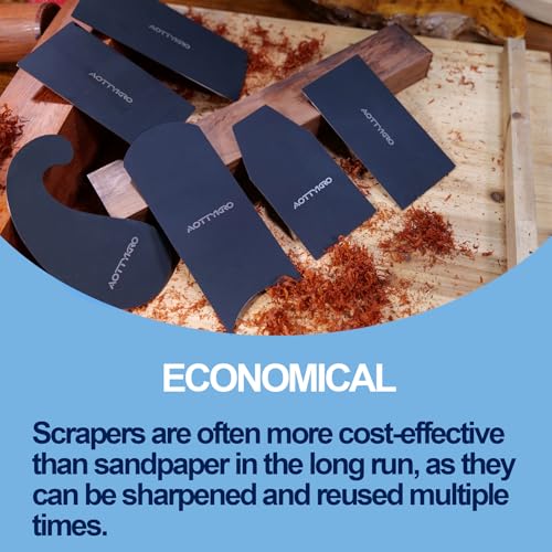 6PCS Cabinet Card Scrapers, High-Strength Blue Spring Steel Woodworking Tools for Engraving, Deburring, Polishing & Contour Sanding - size: Set C