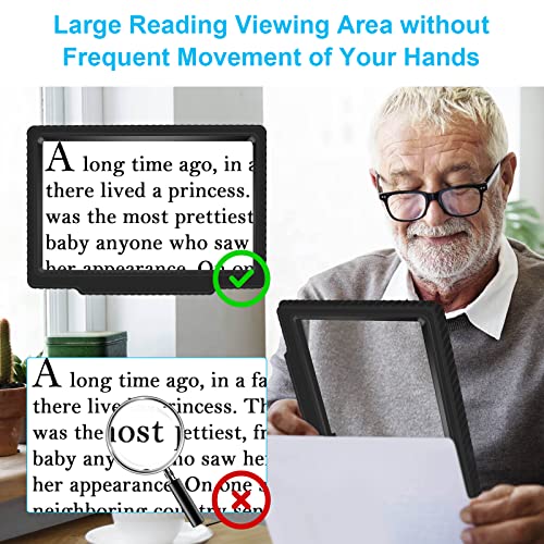 5X Large Page Magnifying Glass for Reading, Full-Page Viewing Area Magnifier Handheld Lightweight Magnifier for Reading Seniors and Low Vision Person Black - color: Black