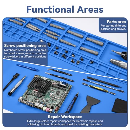Kaisi Extra Large Soldering Mat, 932°F Heat Resistant Silicone Solder Mat - color: Blue, size: 27.6" x 15.7"