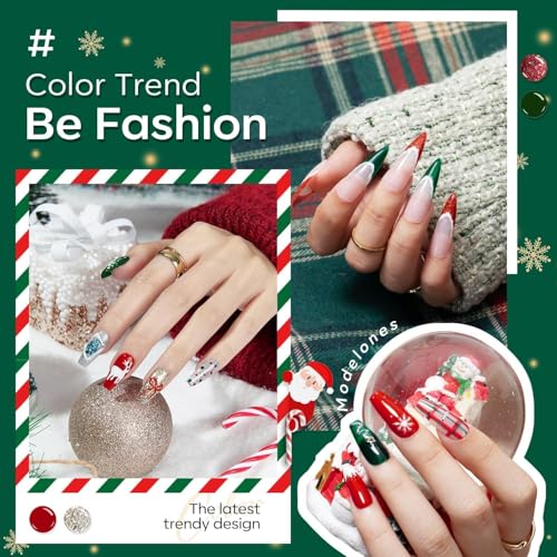 modelones Christmas Glitter Gel Nail Polish, 6 Pcs Red Green Gold Silver - color: A A A0 Merry Christmas