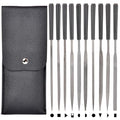 10pcs Mini Steel Needle Files,Packed in Synthetic Leather Case,for high Precision Sanding Work on Wood and Plastic Carving - color: Black