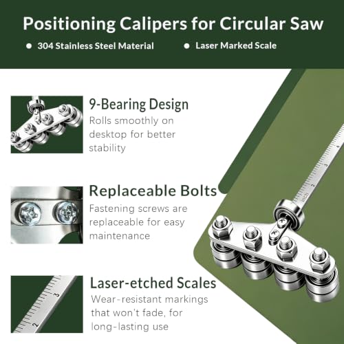 Positioning Calipers for Precise Measurements & Easy Wood Cutting,Adjustable Stainless Steel Circular Saw Guide Rail for Circular Saw Furniture Making (small size) - size: small size
