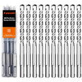 3/8" x 6" SDS Plus Rotary Hammer Drill Bit Set, 2-Cutter 10-Piece - size: 3/8" x 6"