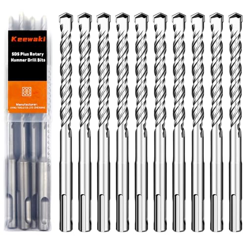 3/8" x 6" SDS Plus Rotary Hammer Drill Bit Set, 2-Cutter 10-Piece - size: 3/8" x 6"
