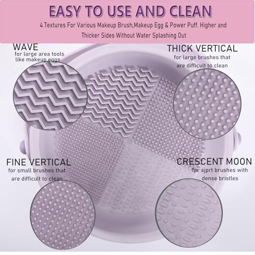Makeup Brush Cleaner Mat 3 in 1 Make Up Brush Cleaning Bowl (Pink) - color: Pink