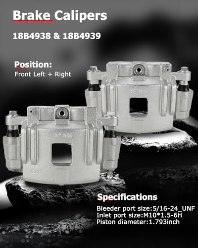cciyu Front Left & Right Disc Brake Calipers w/Bracket 18B4939 18B4938 - size: Front[18B4939+18B4938]