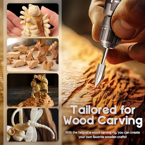 Wood Carving Drill Bits Set Compatible with Rotary Tool Different Shapes of Engraving Bits Meeting Woodworking DIY Carving, Drilling Hole, Grinding, Micro Sculpture (FO-3Pcs-BCK) - style: FO-3Pcs-BCK
