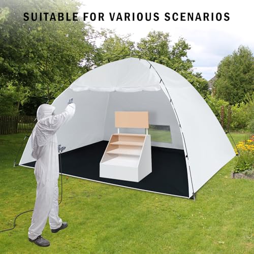 Siebwin 10x8x6.2ft Spray Paint Tent, Mesh Screen & Windproof Hooks, White - color: White, size: 10 ft x 8 ft x 6.2 ft
