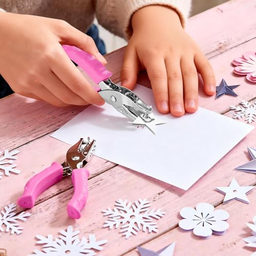 2 Pcs Single Hole Punch, 1/4" and 1/8" Hole Puncher with Pink Soft Grip