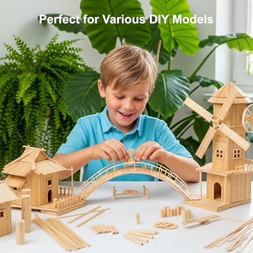 Pllieay 30Pcs Bamboo Craft Sticks for DIY Handmade Projects