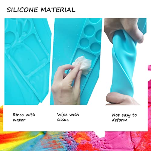 SHNOKER Silicone Craft Mat 21.7"x17.7" Super Large Silicone Painting Mat with 1 Magnetic Cup and Color Palette for Kids and Artist (Blue) - color: Blue