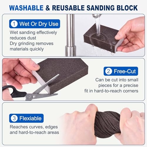 4Pcs 60Grit Sanding Sponges, Wet Dry Sanding Blocks - size: 60Grit