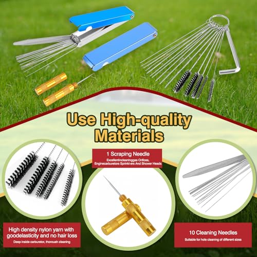 Carburetor Carbon Dirt Jet Remove Cleaner with 26 Cleaning Wires Set 20 Cleaning Needles 10 Nylon Brushes 2 Sharp Pick for Motorcycle ATV Moped Welder Carb Chainsaw Spray Guns Torch Tips
