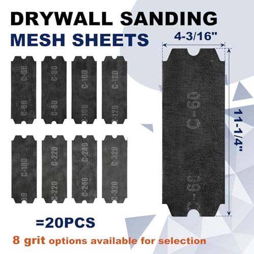 20Pcs 4-3/16"x11-1/4 Drywall Sanding Screen, 100 Grit Mesh Sandpaper - style: 100 Grit 20 PCS