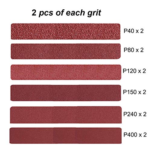 4 x 21 Inch Aluminum Oxide Sanding Belts Mixed Grits, 12-Pack - size: 4×21 inch
