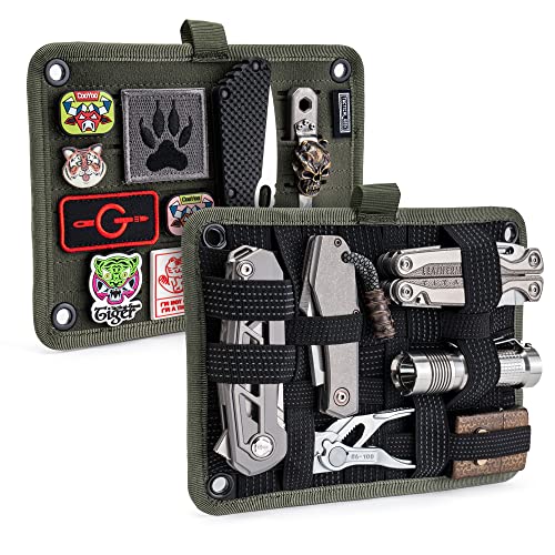 TACTICAL_GEEK EDC Organizer Board, Anti-Slip Elastic Woven Board, Utility Bag Insert Panel for Small Gear, Backpack Accessories (TCM-Green) - color: TCM-Green