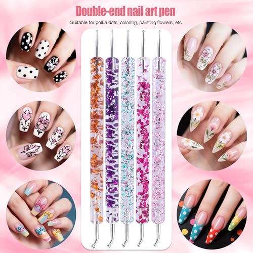 Artdone 32pcs Nail Art Brushes Tools Set Dotting Tools for Gel Polish - color: 32 Pcs