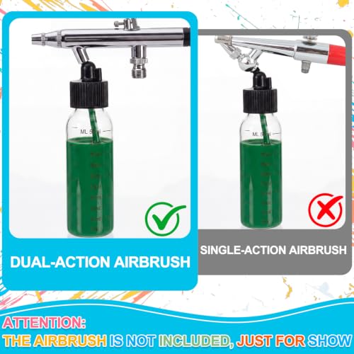 Singhoow 20 Set Airbrush Siphon Bottles Jars 2.12 Ounce(60cc) Plastic Paint Containers with Funnel Dual-action Siphon Suction Feed Airbrush Accessories Resealable for Storing Various Paints and Liquid - size: 60cc