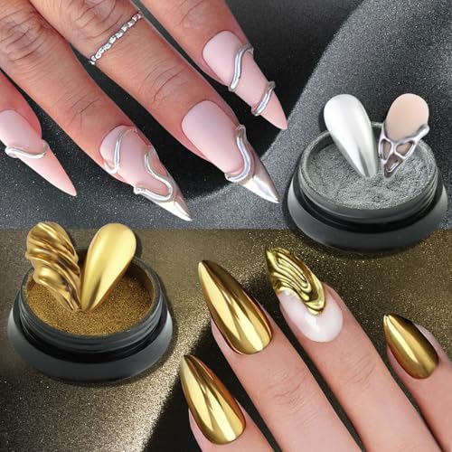 Fcozpjk 24 Colors Chrome Nail Powder Set Metallic Mirror Effect for Nails - color: Chrome Set