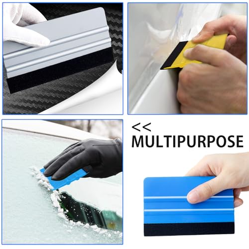 3 Pcs Vinyl Wrap Squeegee of Different Sizes, Felt Squeegee Vinyl Scraper Tool, 3 Size Vinyl Wrap Squeegee Applicator Tool for Window Tint, Wallpaper, Decal Sticker, Universal Car Accessories