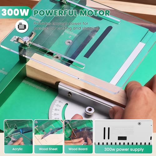Huanyu Mini Table Saw 300W 1.14IN Cut Depth Portable Hobby Table Saws Set