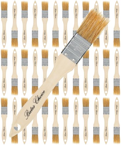Bates- Chip Brushes, 1 Inch, 36 Pack, 1 Inch Paint Brushes with Ergonomic Wooden Handle, Natural Bristle - size: 1 Inch, 36 Pack