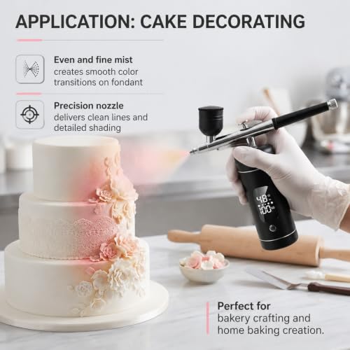 Portable Airbrush Kit with 0.3mm Needle & 10ml Cups – Ideal for Painting, Models, Cake, Makeup & Nail Art (Black)