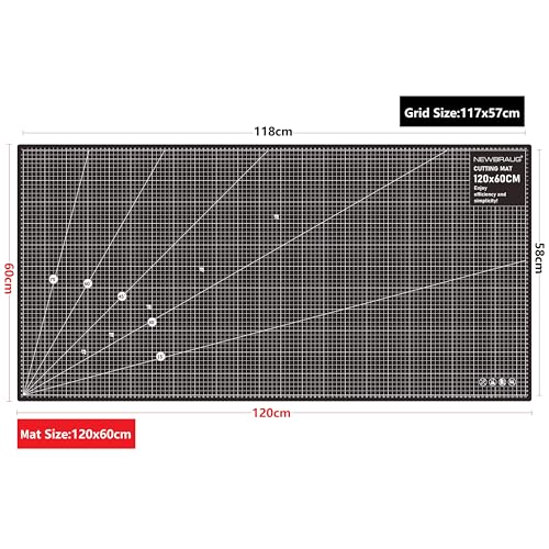 NEWBRAUG 23'' × 47'' Large Self Healing Cutting Double Sided 5-Ply Mat, Big Cutting Board for Rotary Cutting, Quilting, Sewing, Craft, Fabric & Scrapbooking(Gray/Black) - color: Black/Gray, size: 47"L x 23"W