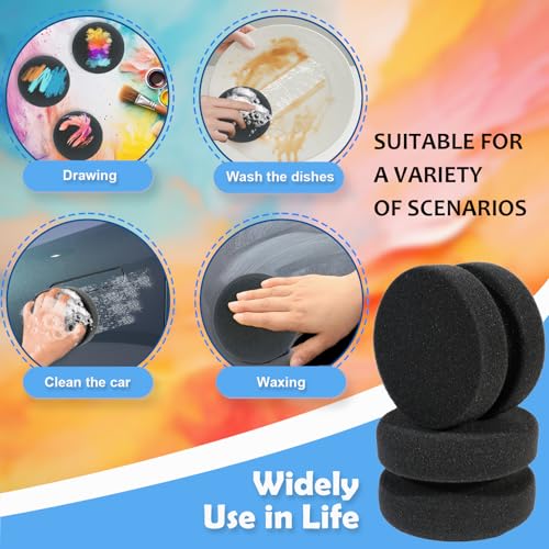 WAFJAMF 2PCS 3.1 Inch Round Paint Sponge Applicator Double-Side Art Black - color: Black-2 Pcs, size: 2