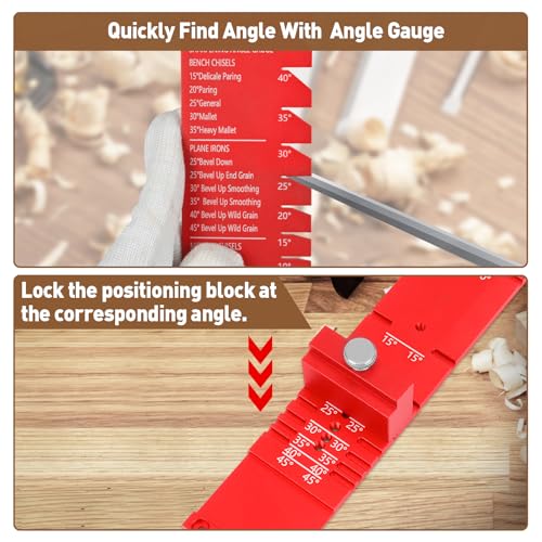 Chisel Sharpening Jig, Wood Honing Guide for Chisels and Planes Width 0.1" to 2.8" with Sharpening Angle Fixture, Angle Gauge from 10° to 45°(Excluding Sharpening Stone) - style: Excluding Sharpening Stone