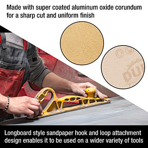 Dura-Gold Premium - 60 Grit Gold - Hook & Loop Backing Longboard Continuous Sandpaper Roll, 2-3/4" Wide, 12 Yards Long - For Automotive & Woodworking Air File Long Board Sanders, Hand Sanding Blocks - size: 60-Grit