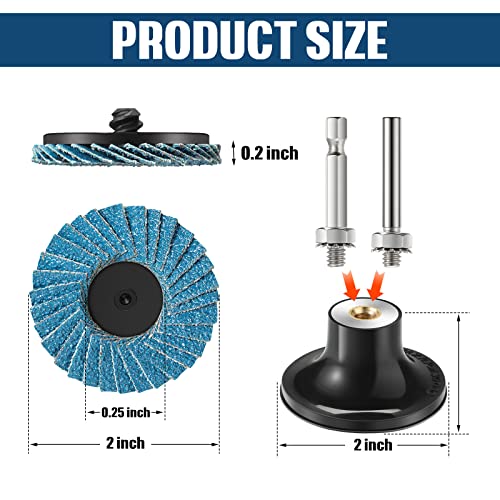 CHENGU 48 Pcs 2" Flap Discs, Die Grinder Accessories Flap Sanding Disc with 1/4" Holder 40 60 80 120 Grit Sanding Discs for Surface Grinding, Stock, Rust Removal, Finishing, Deburring - style: 40 60 80 120 Grit