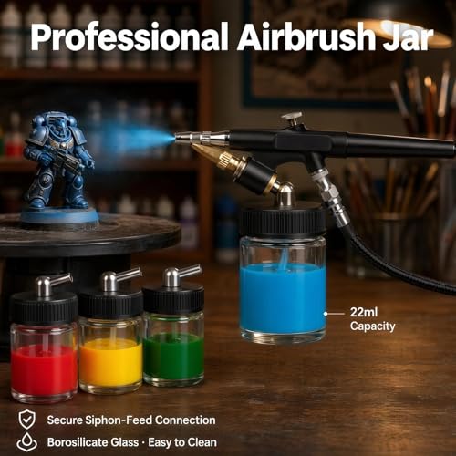 10pk 22cc Airbrush Bottles, Universal Jars for Most Siphon Guns - size: G3P