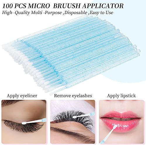 300 Pack Disposable Spoolies Brushes Sets Mascara Wand Lip Brushes Cotton Swab for Eyebrow Eyelash Extension Tattoo Lipstick Applicator(Blue) - color: Blue