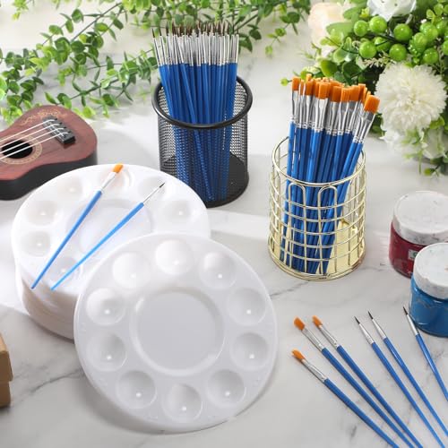 150 Pcs Painting Brushes Palettes Set Paint Party Favors, Blue - color: Blue