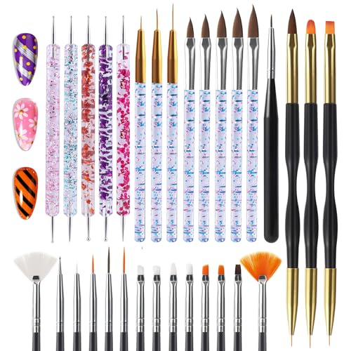 Artdone 31pcs Nail Art Brushes Tools Set Dotting Tools for Gel Polish - color: 31 Pcs