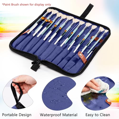 Stand Up Paint Brush Holder Case, 22-Slot Paintbrush Storage Bag Pop-Up - color: Navy, size: Large 6*13.5"