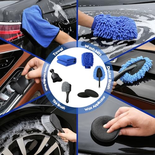 42Pcs Car Detailing Kit Detailing Brush Set Car Wash Cleaning Kit Blue - size: 42pcs