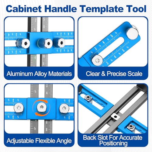 HARFINGTON Adjustable Cabinet Hardware Jig Cabinet Handle Template Tool - color: Blue