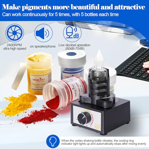 Mini Vortex Mixer, Electric Paint Shaker for DIY Model Paint, Gundam Paint, Nail Polish, Glue and Ink, Hands-Free 3-Speed Mixer Machine for 10-100ml Small Bottles