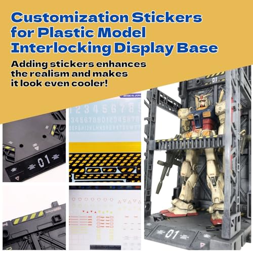 Plastic Model Display Items Set (Plastic Model Gundam Interlocking Display Base x2, Customization Stickers x1, Sanding Stick #120・#240・#600・#800・#1000) - style: Base x2, Stickers x1, Sanding Stick Set