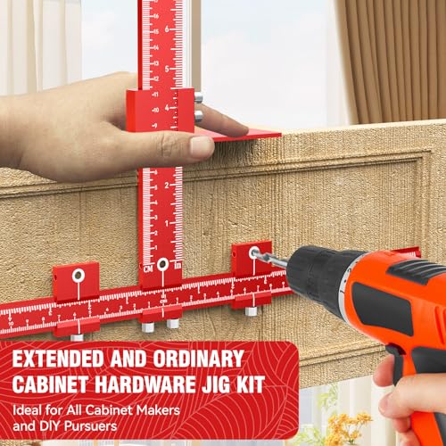 Extended Cabinet Hardware Jig Kit, 32-inch Aluminium MAX Cabinet Handle Jig - color: Red-large